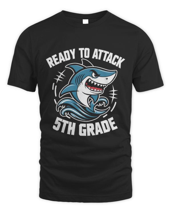 Shark Pet Ready To Attack 5th Grade Shark Funny Back To School Boys