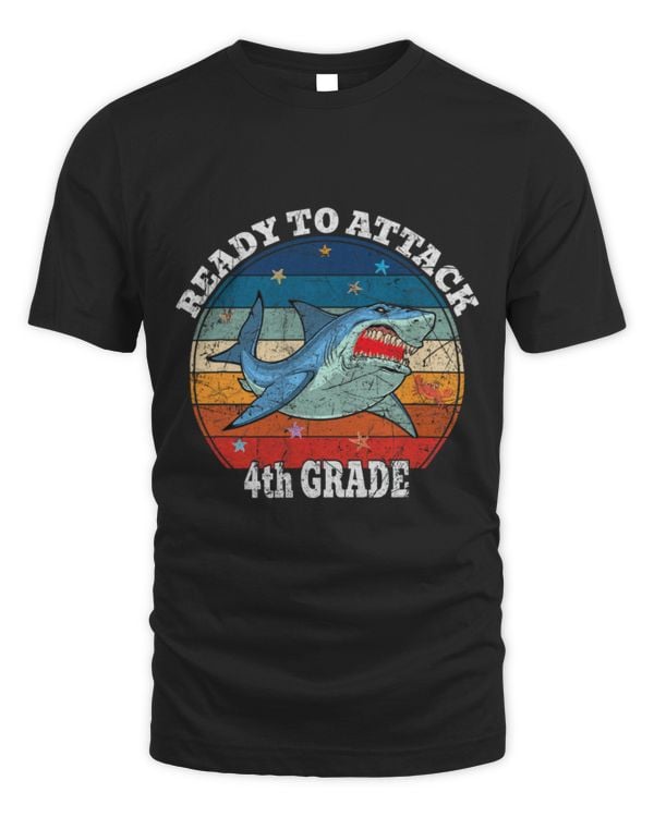 Shark Pet Ready To Attack 4th Grade Shark Funny Back To School