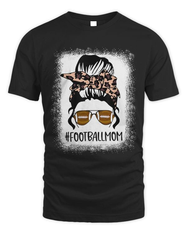 Bleached football leopard and messy bun player mom life fun