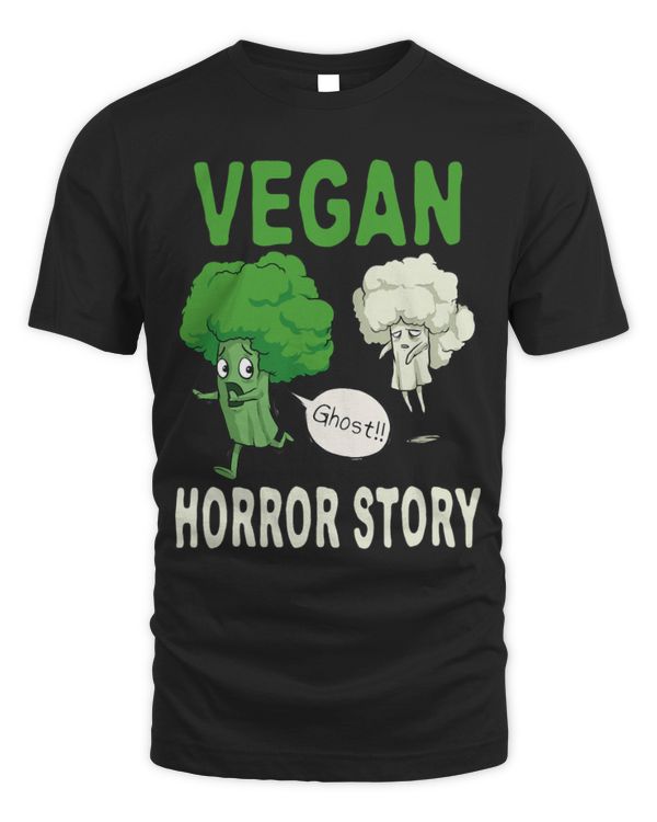 Broccoli Cauliflower Ghost Vegan Horror Story Halloween T-Shirt
