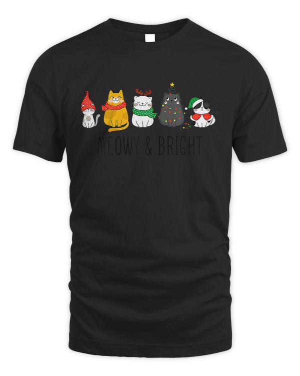 Catmas Meowy And Bright Cat Merry Christmas Cat Lover Xmas T-shirt