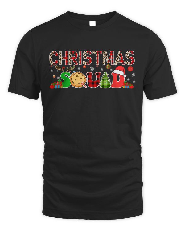 Christmas Squad Leopard Plaid Reindeer Santa Cookie Lover T-shirt
