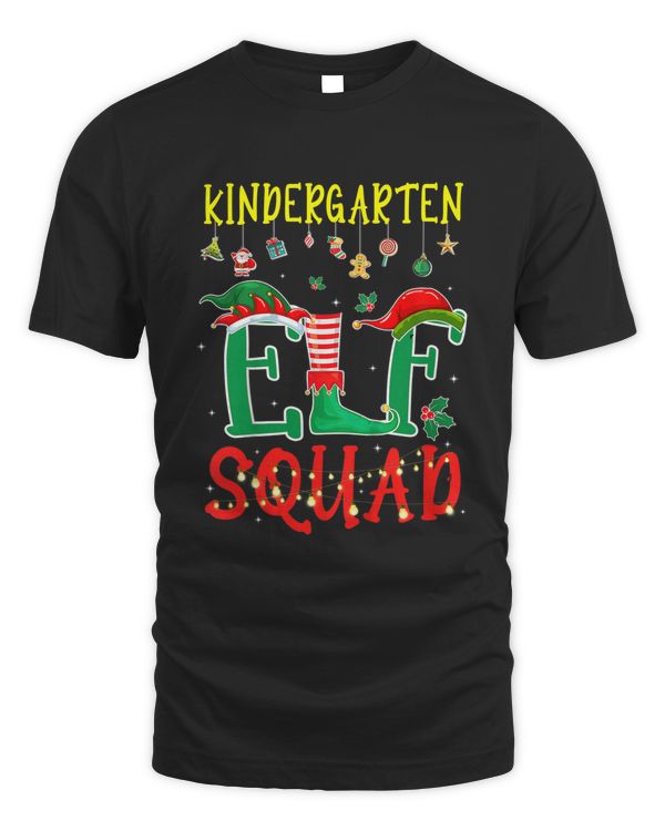 Christmas Teacher Kindergarten Elf Squad Matching Group Xmas T-shirt