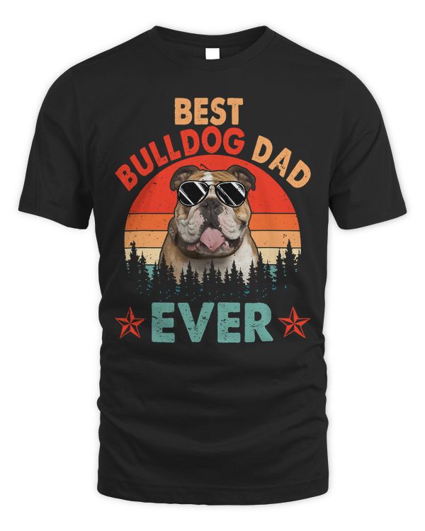 English Bulldog Dog Lover Vintage Retro Best Bulldog Dad Ever Dog Lover Father's Day 242 Bulldog Dad Mom