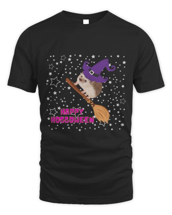 Cute Flying Witchy hedgehog, Happy HOGGOWEEN, Halloween witchy hedgehog