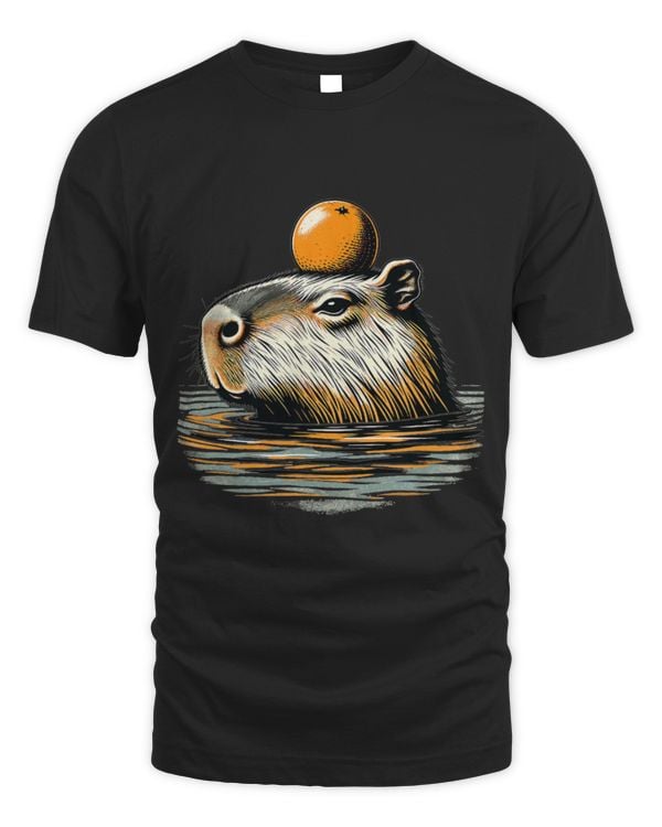 Cute Capybara with Orange on the Head