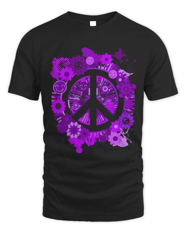 Purple Peace Sign Hippie Happiness Flowers