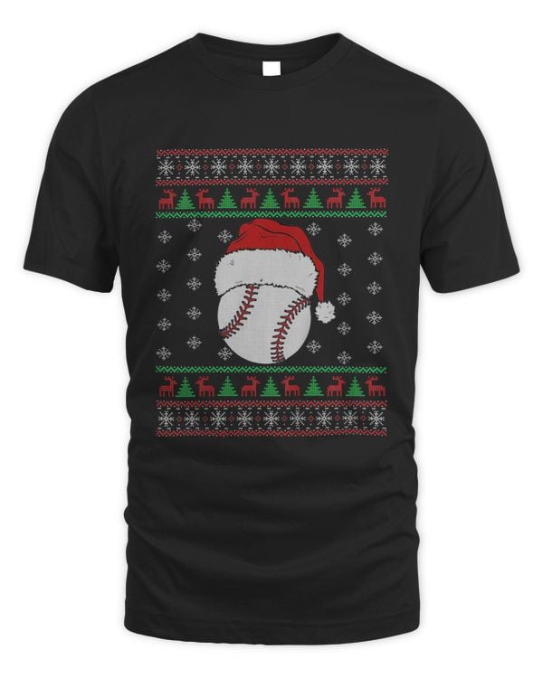 Baseball Ball Santa Ugly Christmas Sweater Men Xmas Life T-shirt
