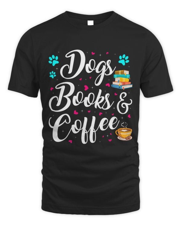 Dogs Books Coffee Funny Dog Lover Book Lover Readers Premium T-shirt