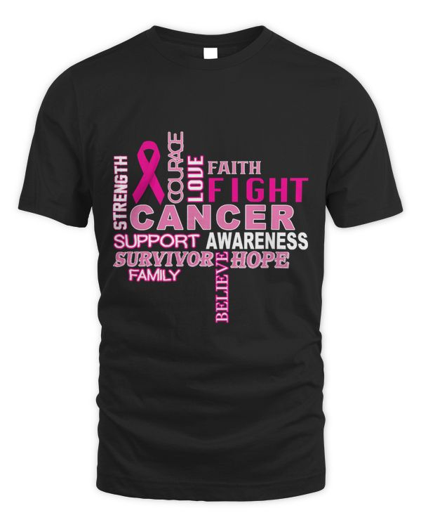 Fighter Breast Cancer Awareness Pink Ribbon Faith Hope Love