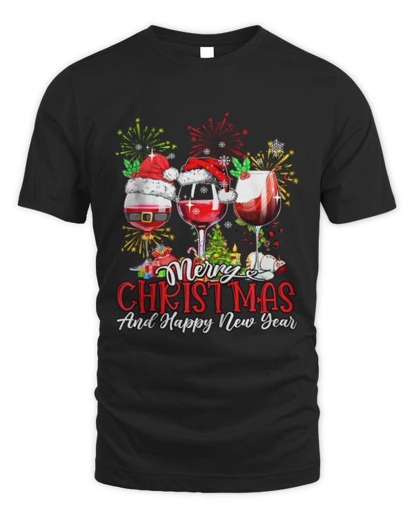 Merry Christmas And Happy New Year Glasses Wine Xmas Party Zip