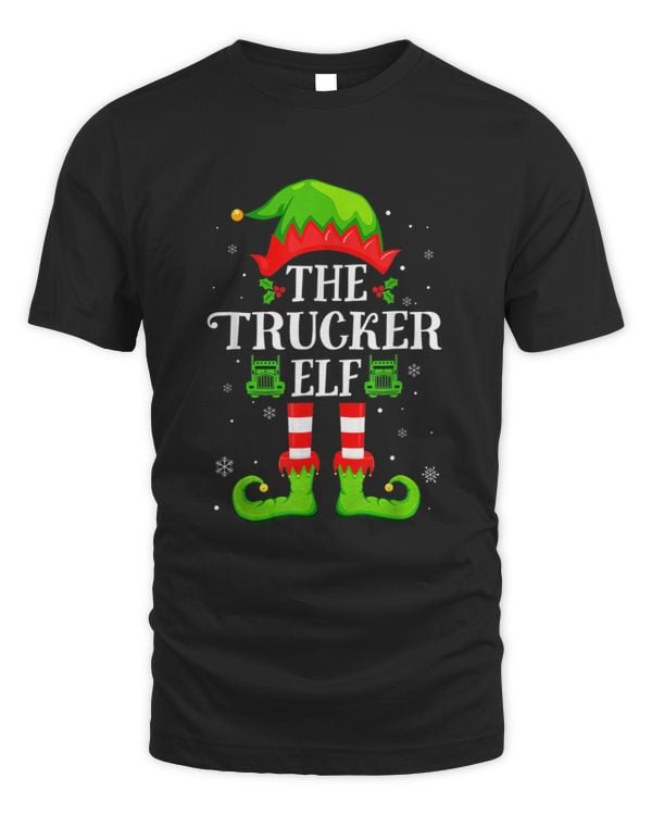 Funny The Trucker Elf Family Matching Santa Squad Christmas T-shirt