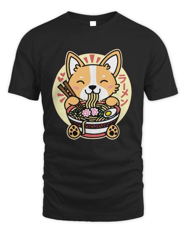 Corgi Eating Ramen