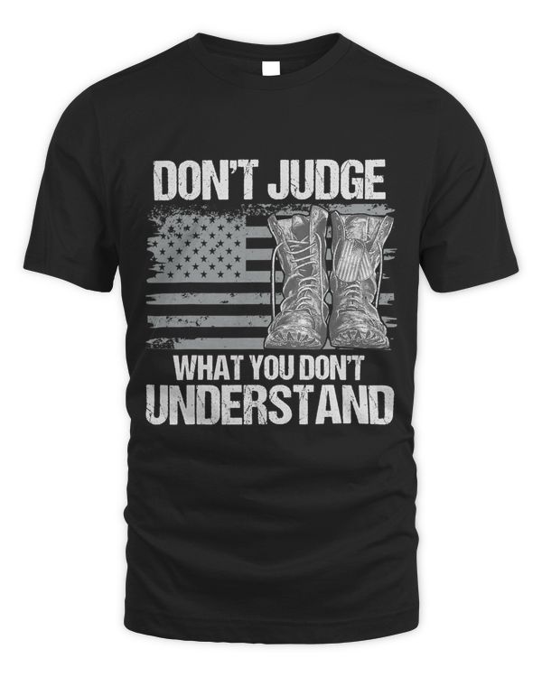 Vintage Dont Judge Grandpa Dad Veteran Patriotic US Flag 112