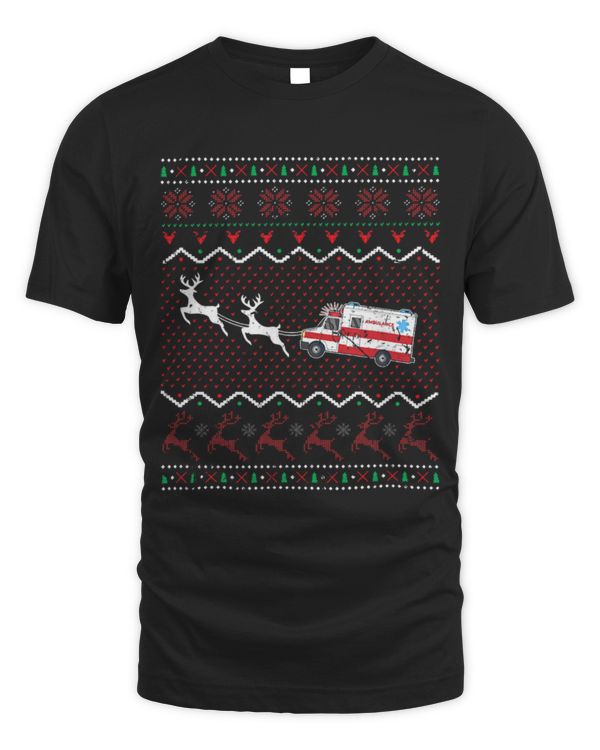 Cute Ambulance Xmas Paramedic Ambulance Ugly Christmas
