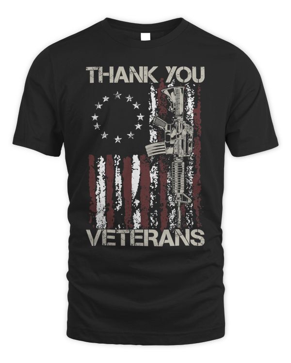 Mens USA Veteran Betsy Ross Flag Thank You Veterans 303