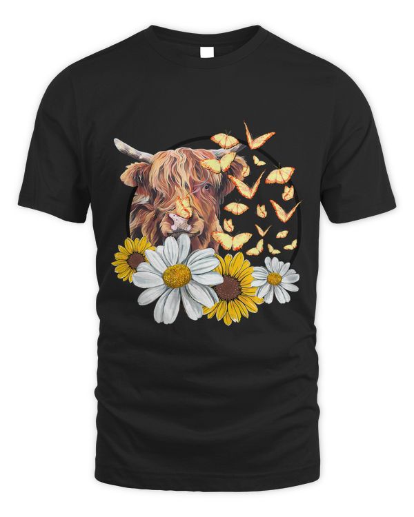 Hippie Farm Animal Lover Sunflower Scottish Highland Cow