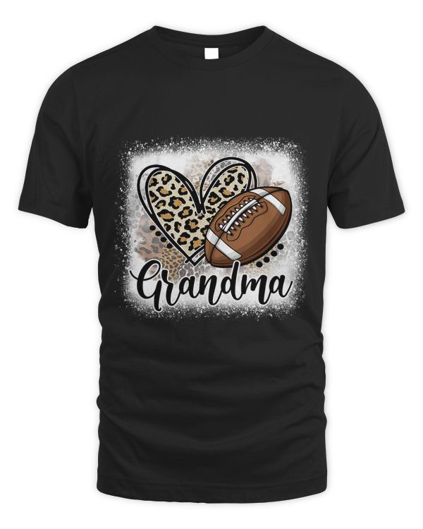 Football Grandma Funny Leopard Heart Family Sporty