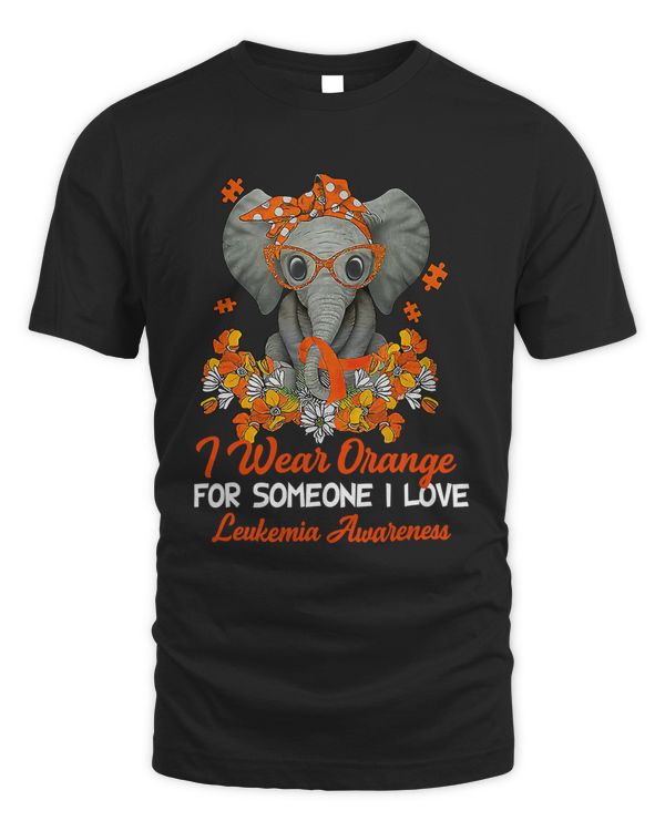 I Wear Orange Ribbon For Leukemia Cancer Awareness Elephant11