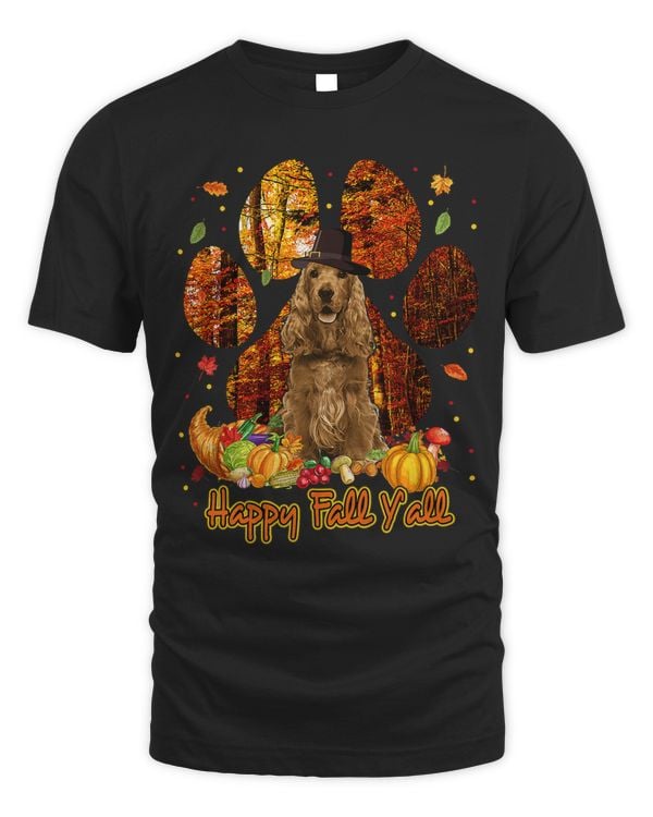 Its Fall Yall Cocker Spaniel Pilgrim Dog Paw Thanksgiving155