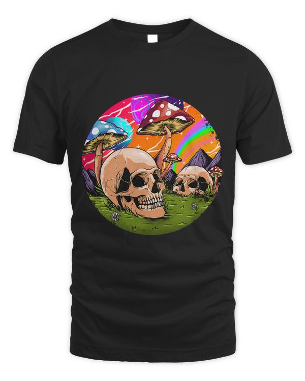Psychedelic World Hippie Trippy Skull Mushroom Mycologist 42