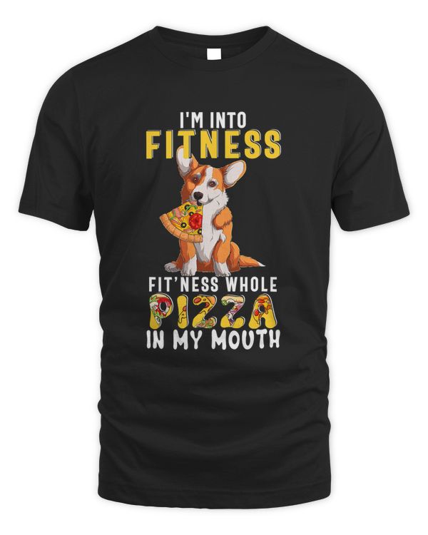 Corgi Dog Funny Im Fitness Whole Pizza In My Mouth Corgi Eating Pizza