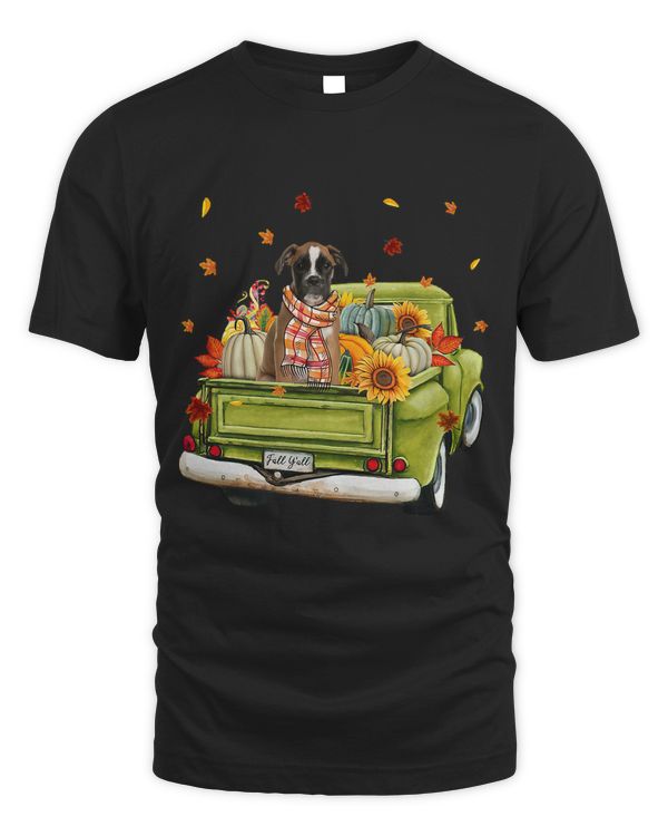 Happy Fall Yall Boxer Dog On Truck Pumpkin Fall Autumn50