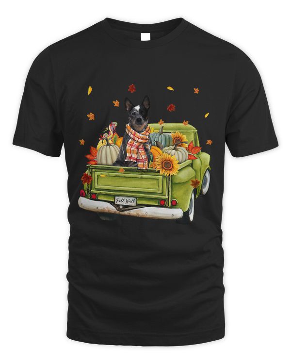 Happy Fall Yall Heeler Dog On Truck Pumpkin Fall Autumn45