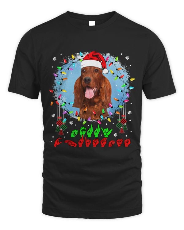 Merry Christmas Hands Sign Language Santa Irish Setter Lover133