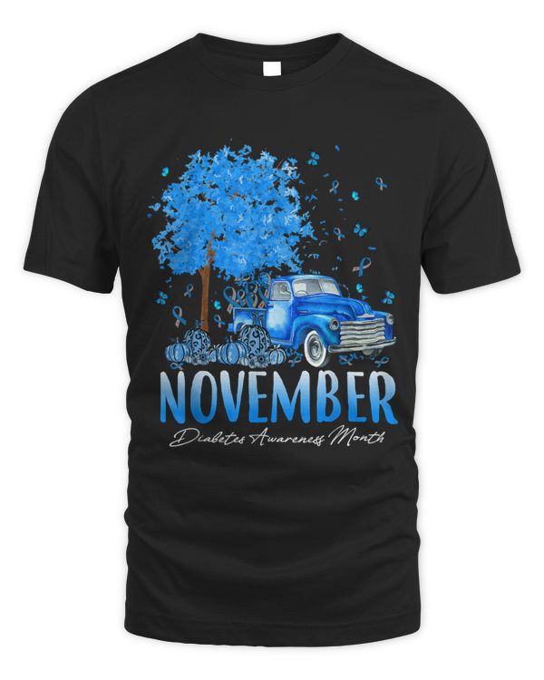 Blue Ribbon Tree Truck Pumpkin November Diabetes Awareness 123