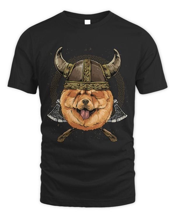 Viking Chow Chow Dog with Viking Helmet Mjolnir Axes 250