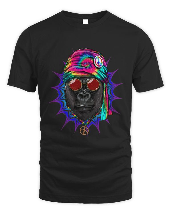 Tie Dye Hippie Gorilla Hippiness Peace Love Gorilla 673