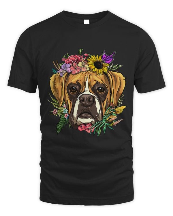Floral Boxer Dog Botanical Plant Flower Pet Boxer Dog Lover