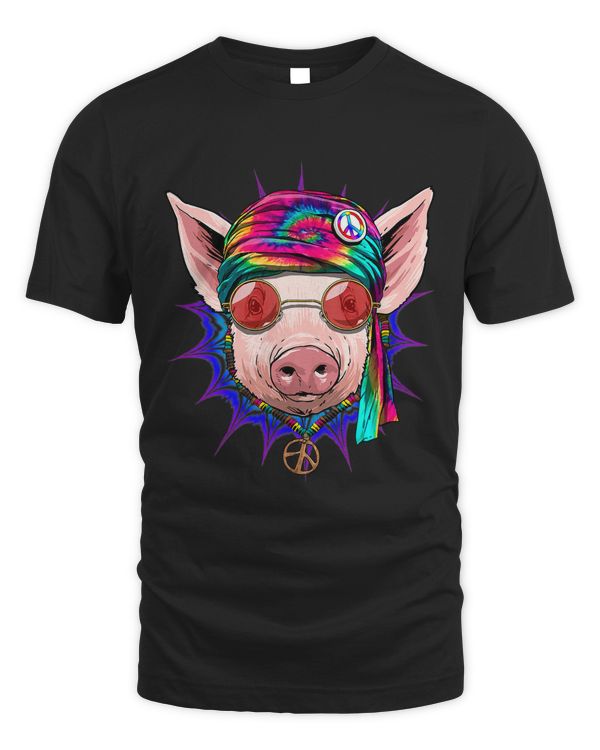 Tie Dye Hippie Pig Hippiness Peace Love Pig 670
