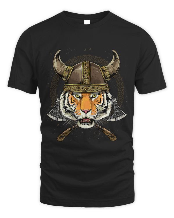 Viking Tiger with Viking Helmet Mjolnir Axes 253