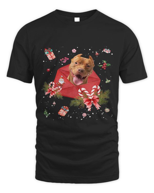 Pitbull Dog In Christmas Card Ornament Pajama Xmas402