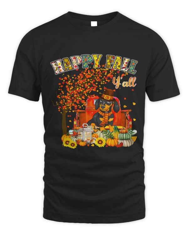 Dachshund Dog Autumn Fall Pumpkin Truck Mappe Thanksgiving397