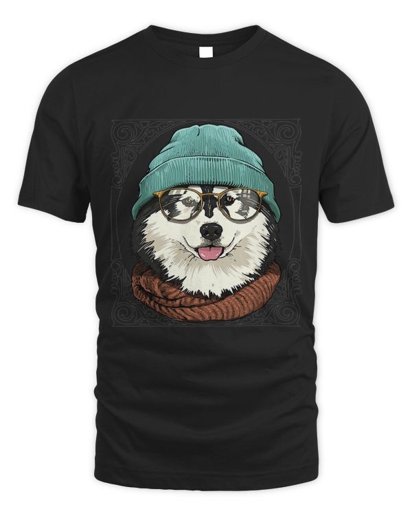 Hipster Alaskan Malamute With Glasses Dog Dog Lover 565