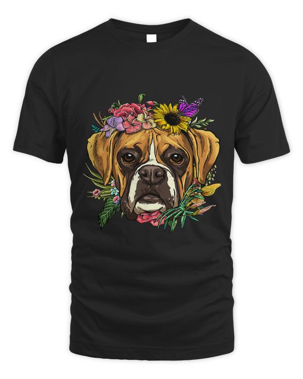 Floral Boxer Dog Botanical Plant Flower Pet Boxer Dog Lover