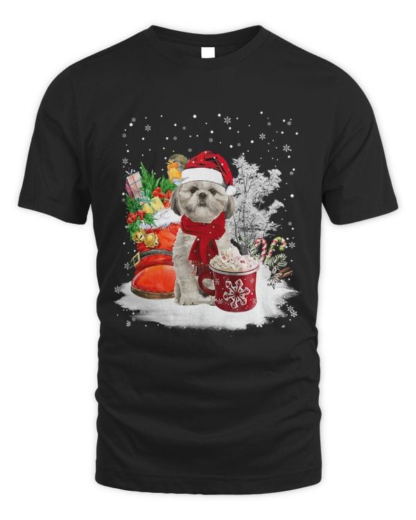 Shih Tzu Christmas Santa Hat Eggnog Boots Snow Xmas143