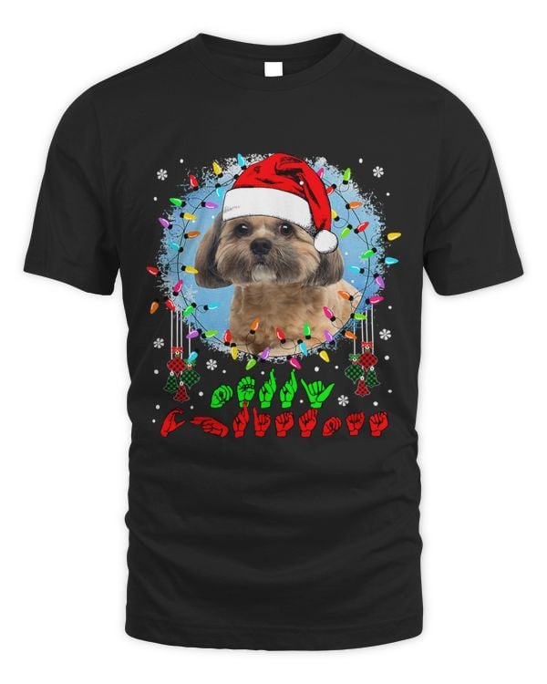 Merry Christmas Hands Sign Language Santa Shih Tzu Lover157