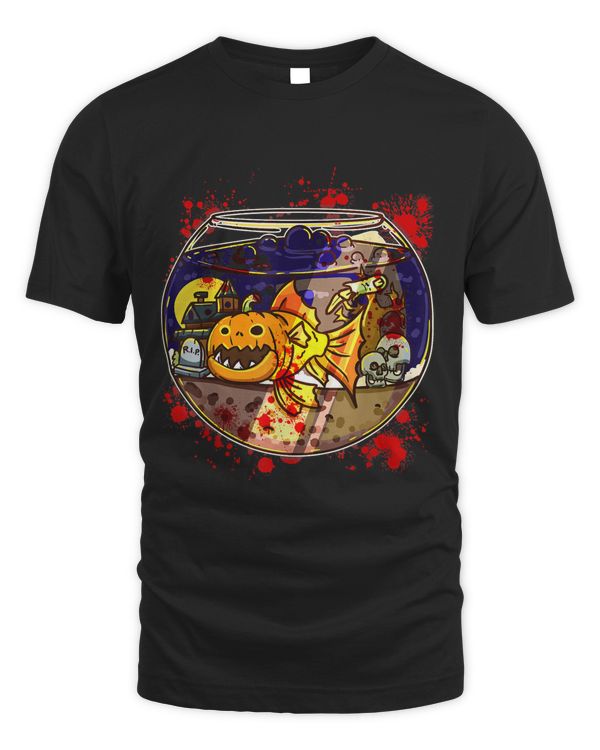 Pumpkin Face Piranha Goldfish Character In A Fishbowl43