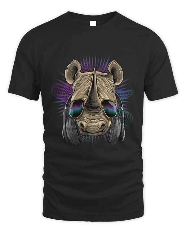 Music Rhinoceros Dj With Headphones Musical Rhino Lovers 559