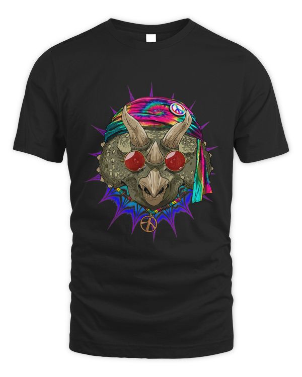 Tie Dye Hippie Triceratops Hippiness Peace Love TRex 702