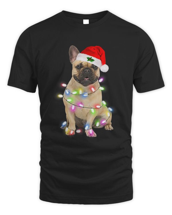 French Bulldog dog Santa Christmas Tree Lights Xmas Boys Dog103