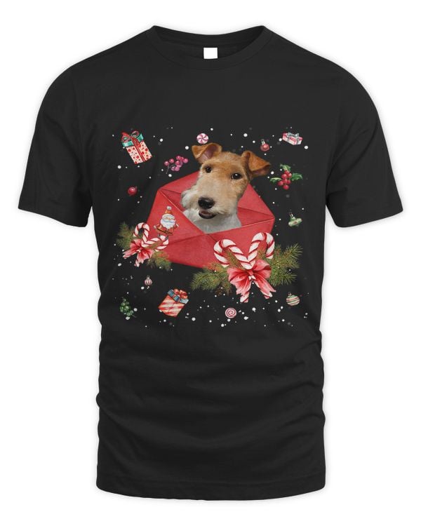 Wire Fox Terrier In Christmas Card Ornament Pajama Xmas395