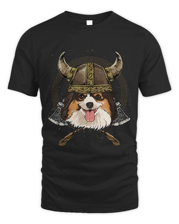 Viking Papillon Dog with Viking Helmet Mjolnir Axes 112