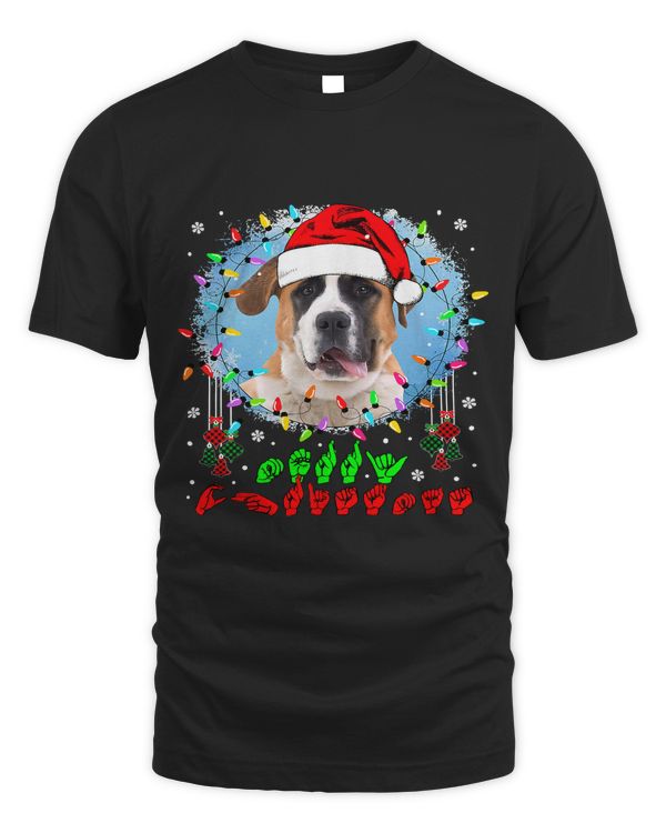 Merry Christmas Hands Sign Language Santa St. Bernard Lover121