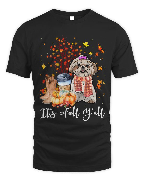 Its Fall Yall Shih Tzu Dog Pumpkin Fall Autumn333