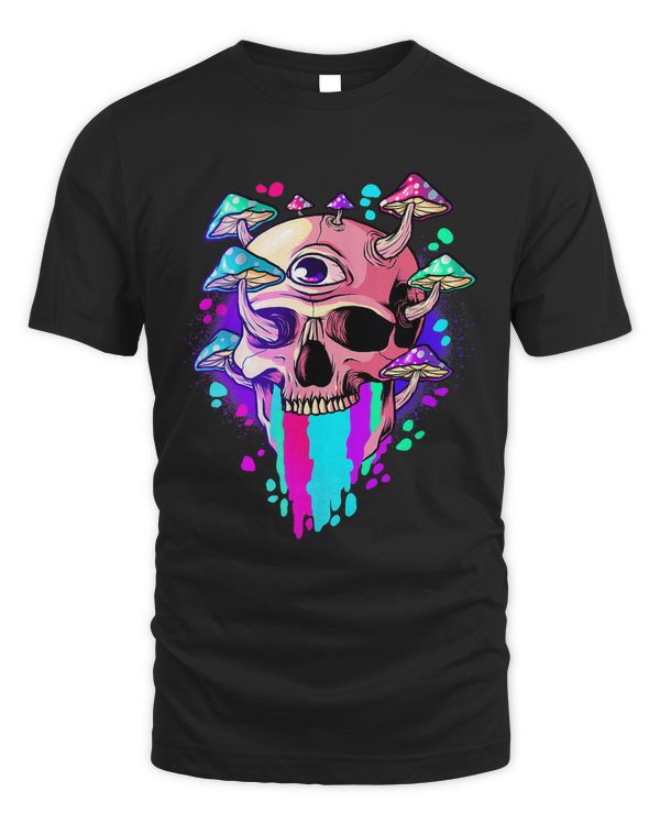 Psychedelic Trippy Mushroom Skull Mycologist Mushroom Lover 676